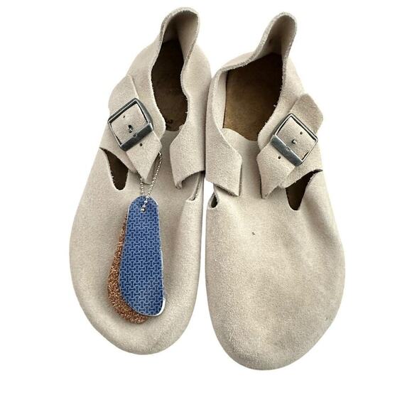 BIRKENSTOCK LONDON Suede Leather Shoes Stone New